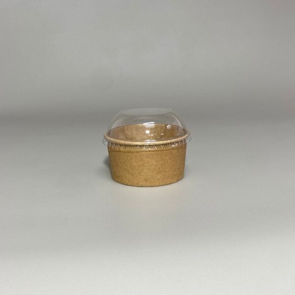 TAÇA GELADOS KRAFT, COM TAMPA CÚPULA 150 ml