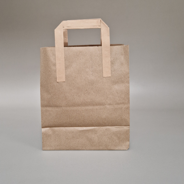 SACO PAPEL KRAFT C/ ASAS PLANAS 22 + 11 x 25 cm