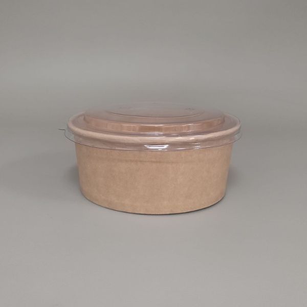 SALADEIRA CARTÃO KRAFT 750 ml C/ TAMPA rPET