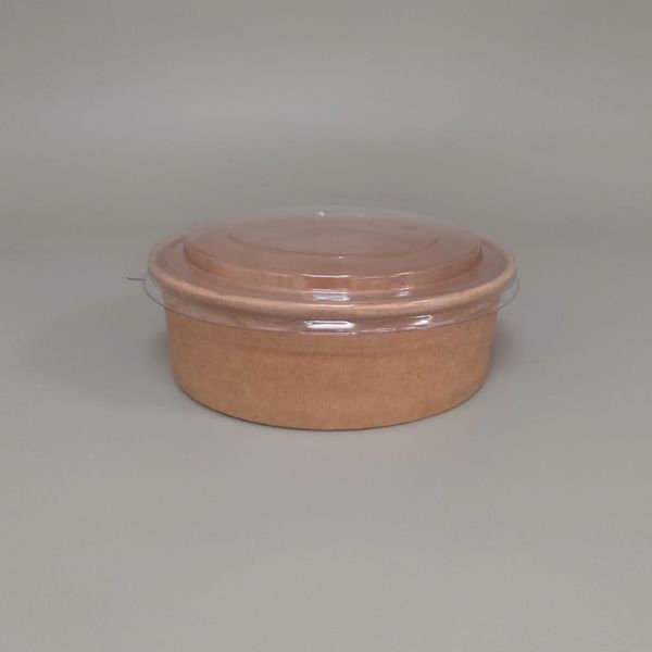 SALADEIRA CARTÃO KRAFT 500 ml C/ TAMPA rPET