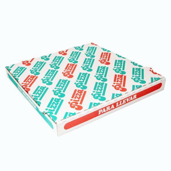 CAIXA DE PIZZA BRANCA DECORADA 33 x 33 x 3,5 cm