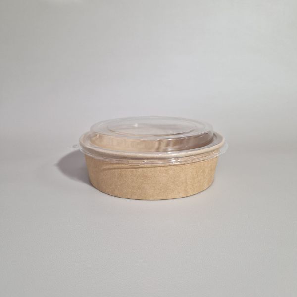 SALADEIRA EM CARTÃO KRAFT COM TAMPA EM PET 1100 ML