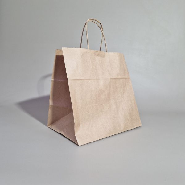 SACOS PAPEL KRAFT C/ ASAS 26 + 17 x 24 cm