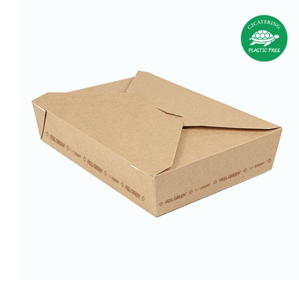 CAIXA TAKE AWAY SEM PLÁSTICO, 1470 ML. Em cartão micro-canelado