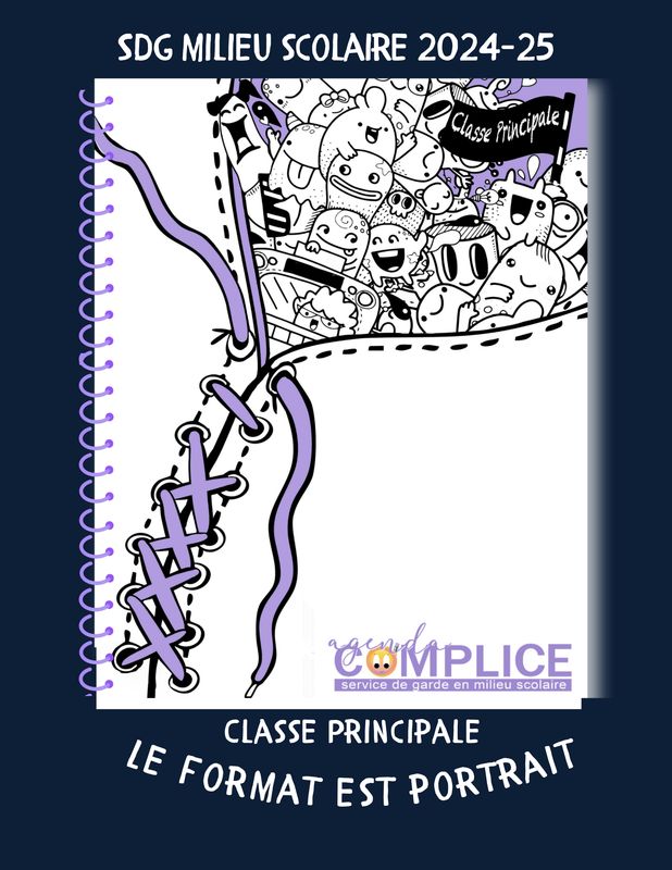 Agenda Classe Principale (même contenu que Technicienne 25-26