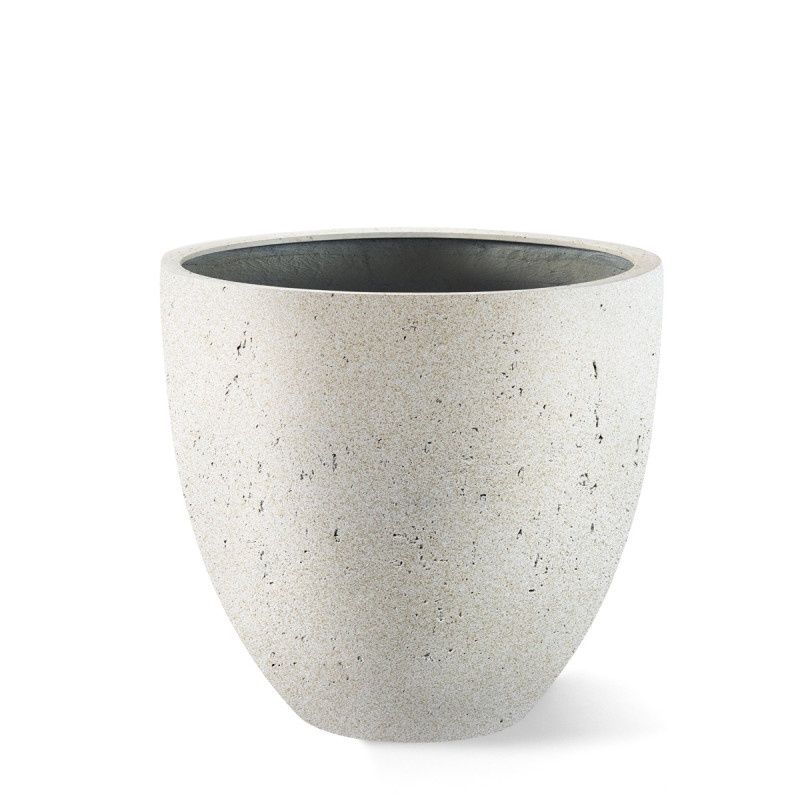 Grigio Egg Pot Antique White, Size: 32x29