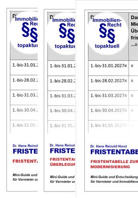 3 Fristentabellen zu Fristen bei der Mieterhöhung &amp; Modernisierungsmieterhöhung