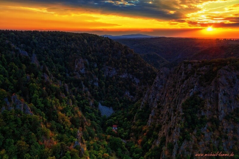 Das Bodetal im Sonnenuntergang