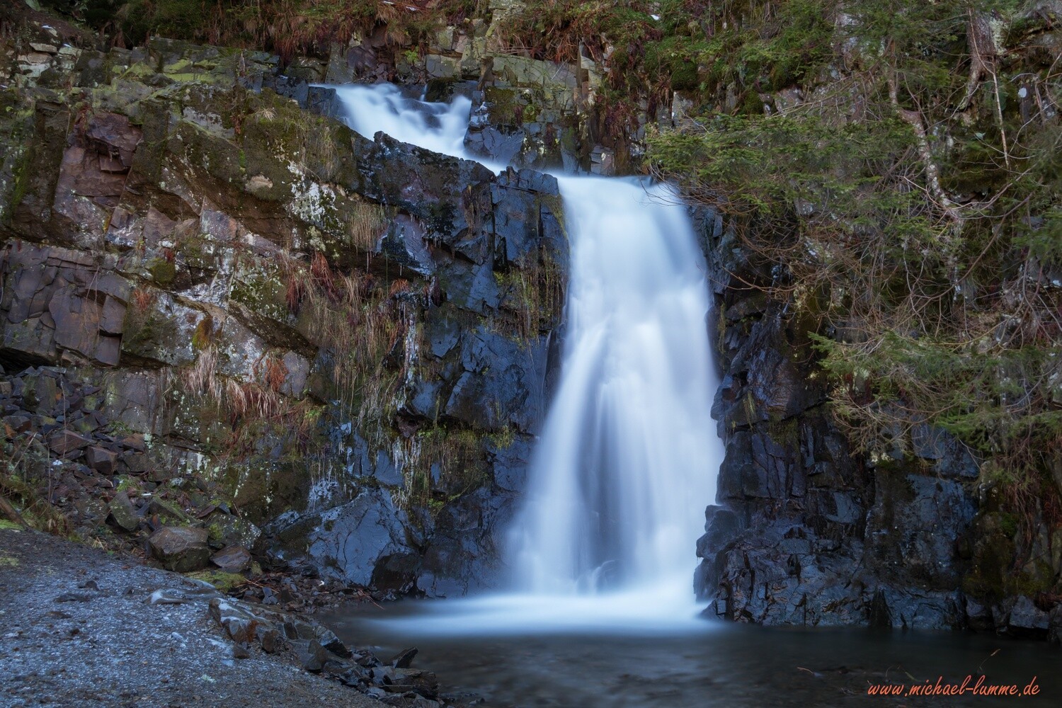 Der Spiegelthaler Wasserfall bei Clausthal-Zellerfeld