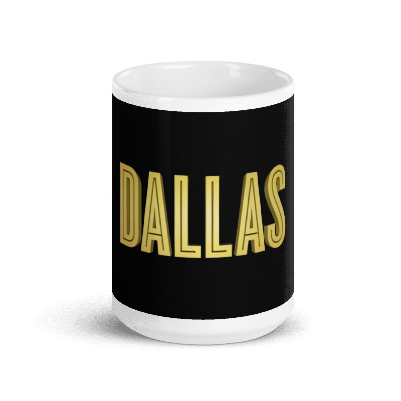 DALLAS Logo Black Glossy Mug With Handle