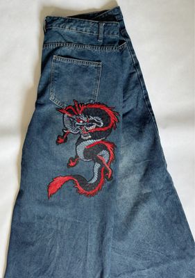 Bad Luck Dragon Wide Leg Classic Blue Jean