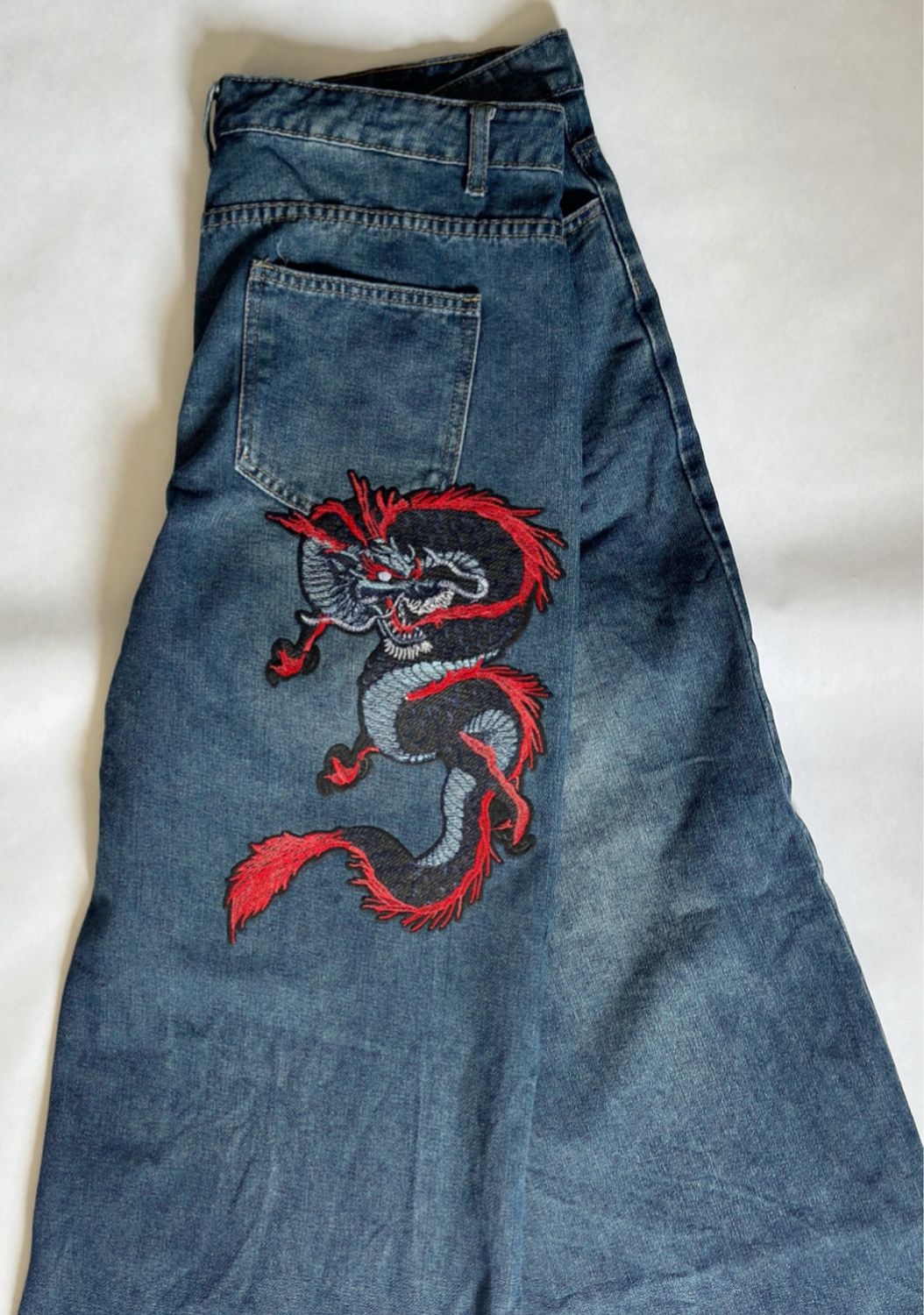 Bad Luck Dragon Wide Leg Classic Blue Jean