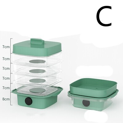 Size: C, Color: Green - Multi-layer Dish Cover Heat Preservation Kitchen Cover Dining Table Leftover Storage Box Transparent Stack Cooking Hood Steamer