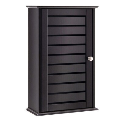 Wall Mount Medicine Cabinet Multifunction Storage Organizer-Dark Brown - Color: Dark Brown