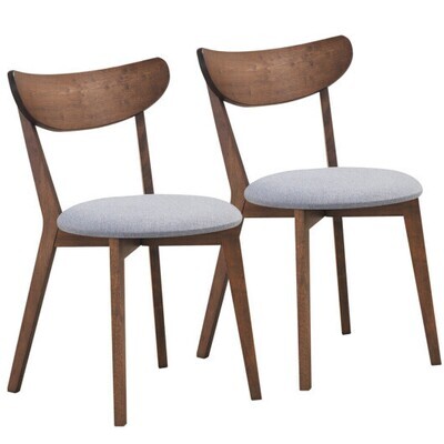 Set of 2 Dining Chairs Upholstered Curved Back Side - Color: Walnut