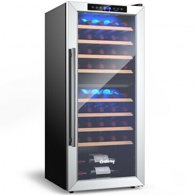 43 Bottle Wine Cooler Refrigerator Dual Zone Temperature Control with 8 Shelves-Black - Color: Black