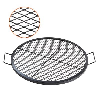 VEVOR X-Marks Fire Pit Grill Grate, Round Cooking Grate, Heavy Duty Steel Campfire BBQ Grill Grid with Handle and Support X Wire, Portable Camping Cookware for Outside Party & Gathering, 30 Inch Blac
