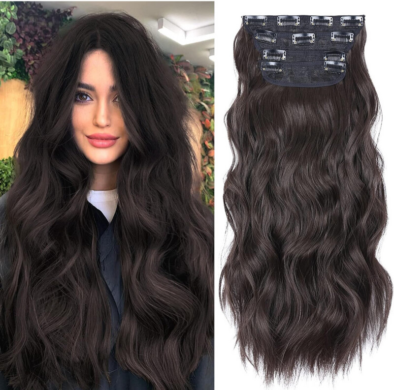4pcs/set Synthetic Long Wavy Clip In Hair Extensions 22