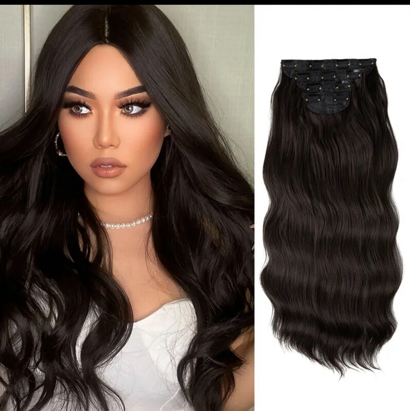 4pcs/set Synthetic Long Wavy Clip In Hair Extensions 22
