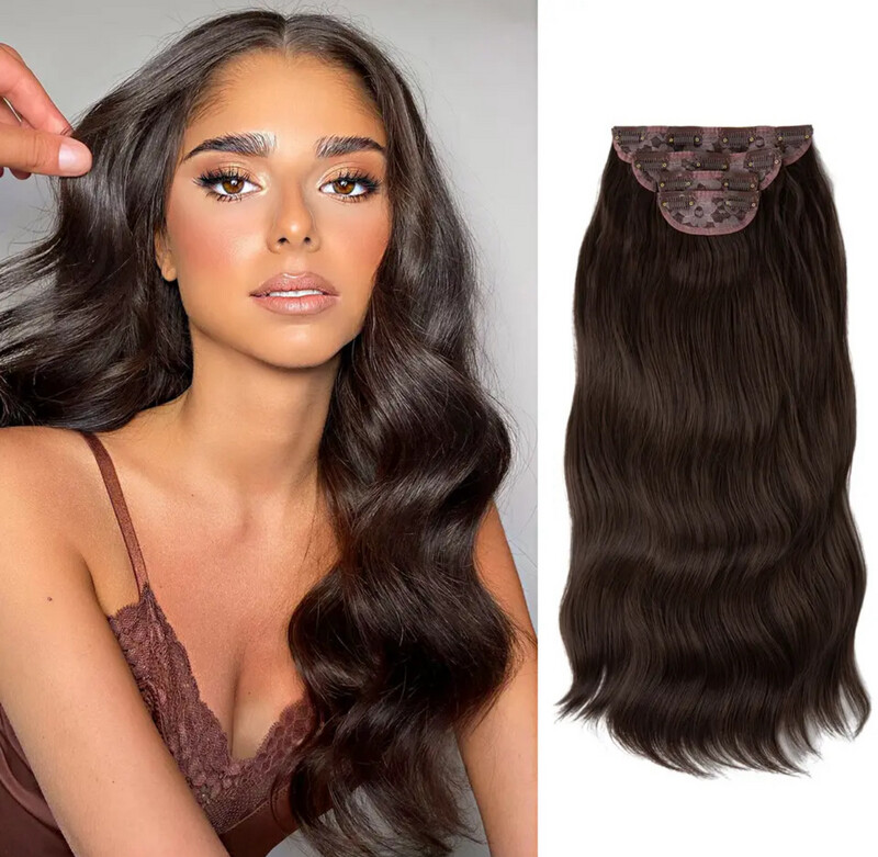 4pcs/set Synthetic Long Wavy Clip In Hair Extensions 22
