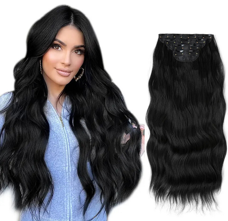 4pcs/set Synthetic Long Wavy Clip In Hair Extensions 22