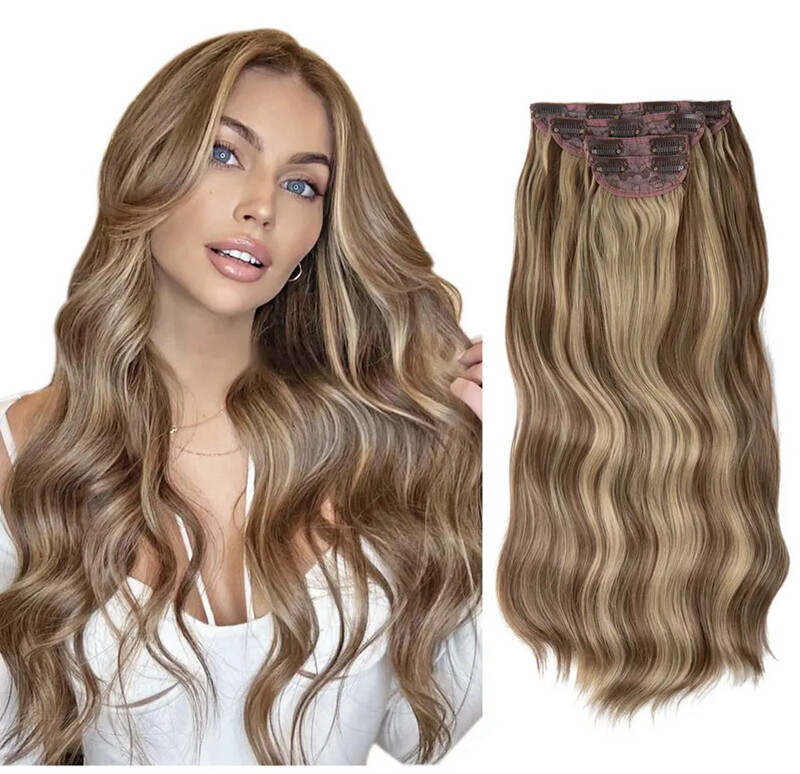4pcs/set Synthetic Long Wavy Clip In Hair Extensions 22