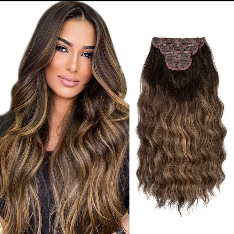 4pcs/set Synthetic Long Wavy Clip In Hair Extensions 22