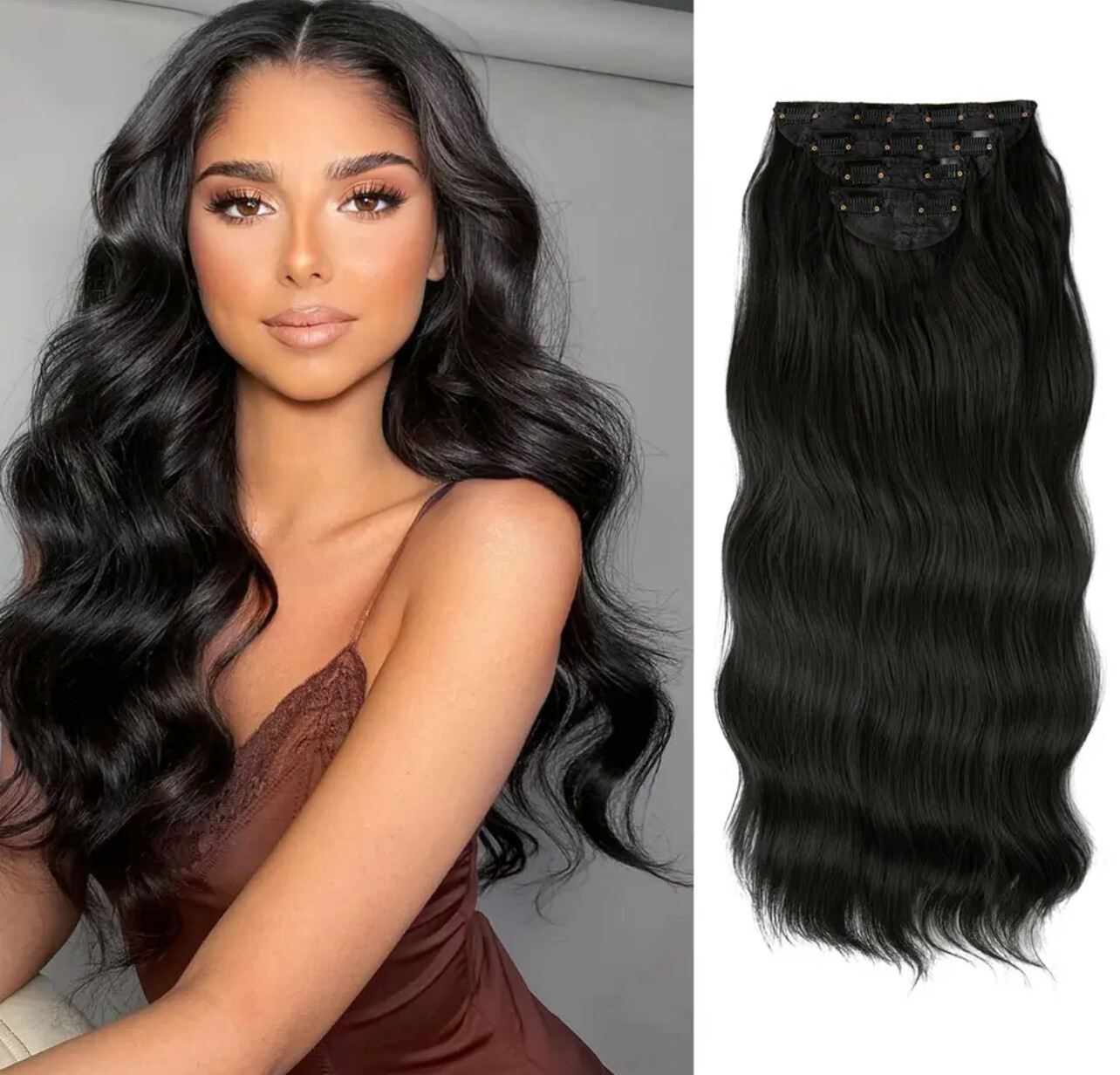 4pcs/set Synthetic Long Wavy Clip In Hair Extensions 22