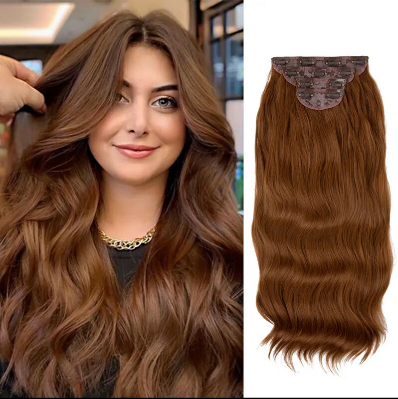 4pcs/set Synthetic Long Wavy Clip In Hair Extensions 22