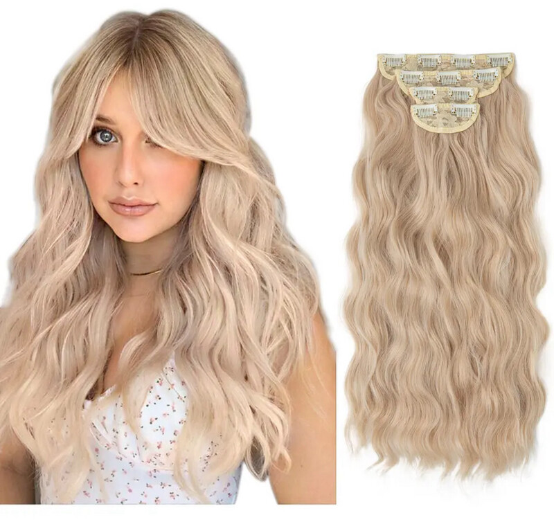 4pcs/set Synthetic Long Wavy Clip In Hair Extensions 22