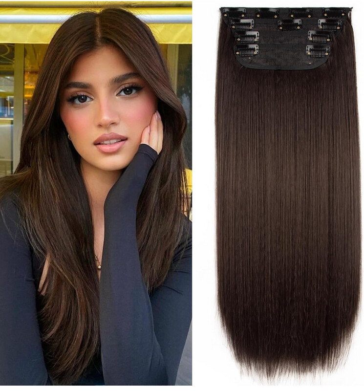 4pcs Clip In Straight Hair Extension 20inch 200g Soft Thick Natural Look