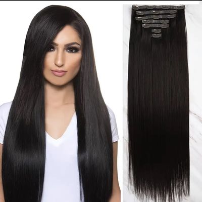 Women&#39;s Clip-in Hair Extensions - 7 Piece Set, Synthetic Fiber
