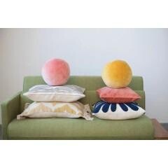 Mustard Cotton Velvet Orb Pillow