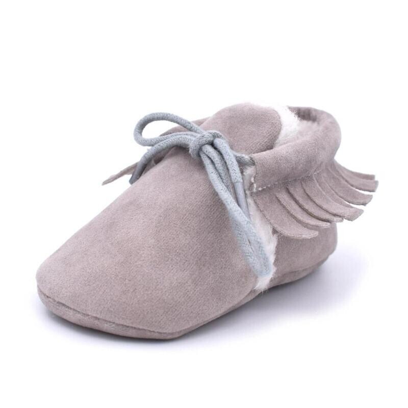 Baby Moccasins  Light Gray 6-12 Months