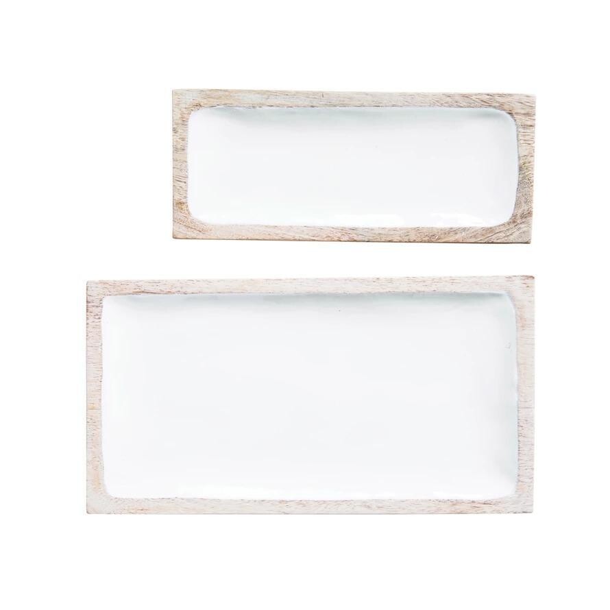 Enameled Mango Trays, Set of 2