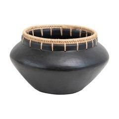 Round Terra-cotta Vase w/ Stitching