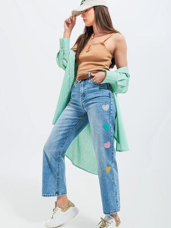 Cali-High waisted  jean w/ heart  XL-10