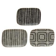 Stoneware Plate with Pattern, 3 Styles