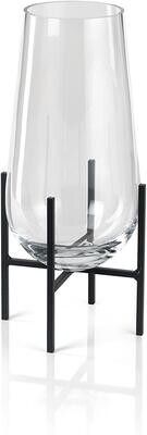blown glass on metal stand-long
