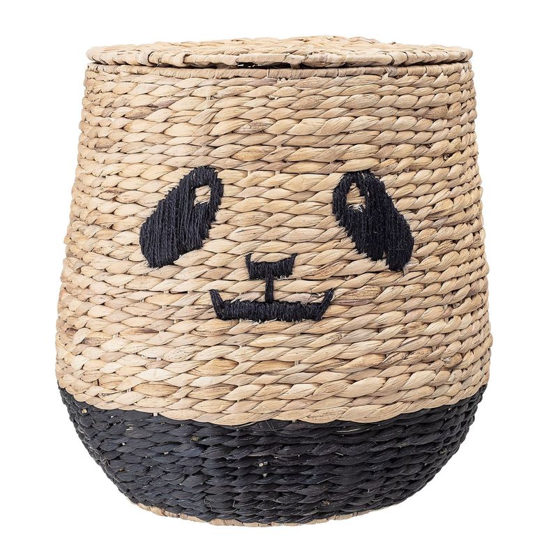 Rattan Basket with Lid and Panda Face