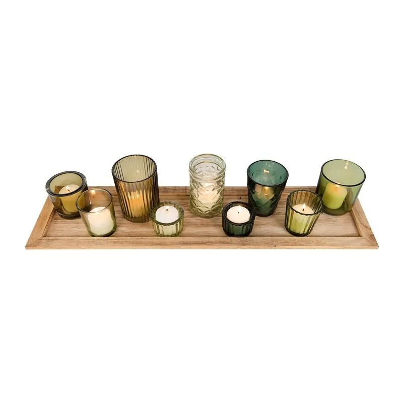 Tray w/ Glass Votive Holders (10 pieces)