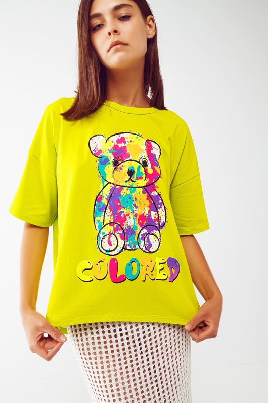 Lime T-shirt colored bear