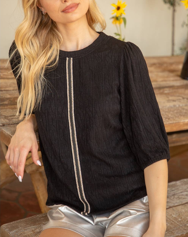 Puff Sleeve Knit Top