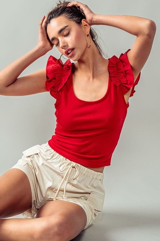 Knit Ruffle Sleeve Top