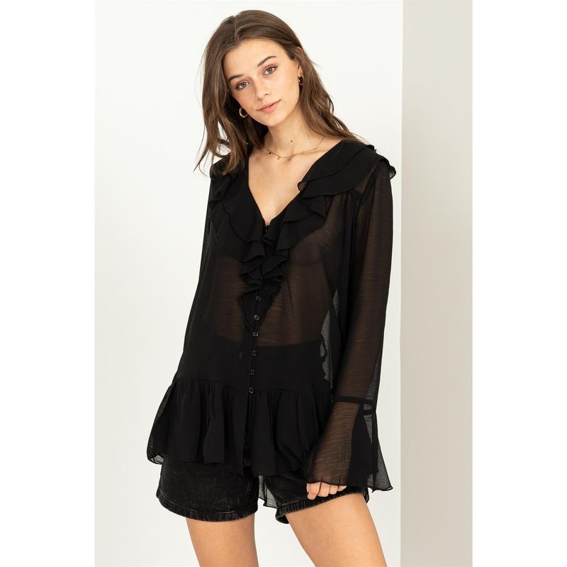 Ruffle Buttoned Top