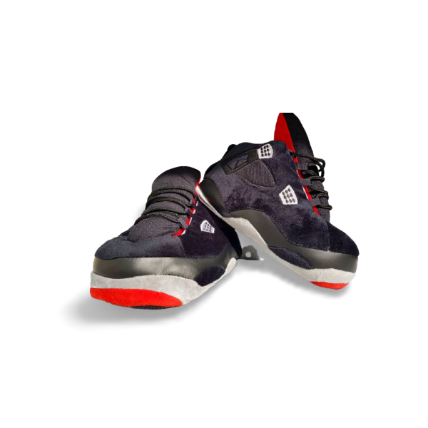 AJ4 Black “Bred” Sneaker Slippers - Adult Size