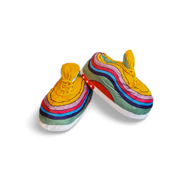 SA97 Yellow &quot;Rainbow&quot; Sneaker Slippers - Adult Size