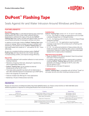 43-D100064 DuPont Tyvek Flashing Tape Sell Sheet (K29387)