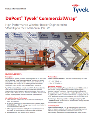 43-D100052 DuPont Tyvek CommercialWrap Info Sheet (K27289)