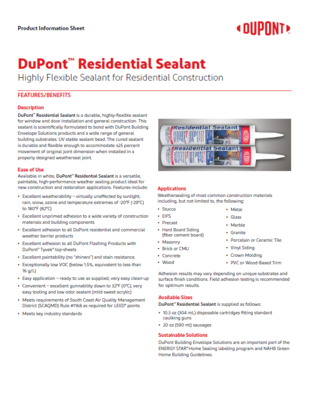 43-D100724 DuPont Residential Sealant Info Sheet - Tyvek